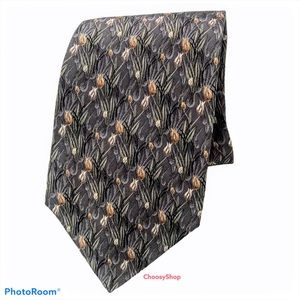 SPENCER & LOWE Tie Stain Resistant Olive Green Tan Brown Tulip 4”
